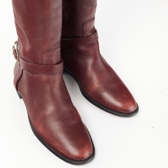 Burberry Carmack Bordeaux Leather Over-The-Knee Riding Boots - Picture 7 of 10